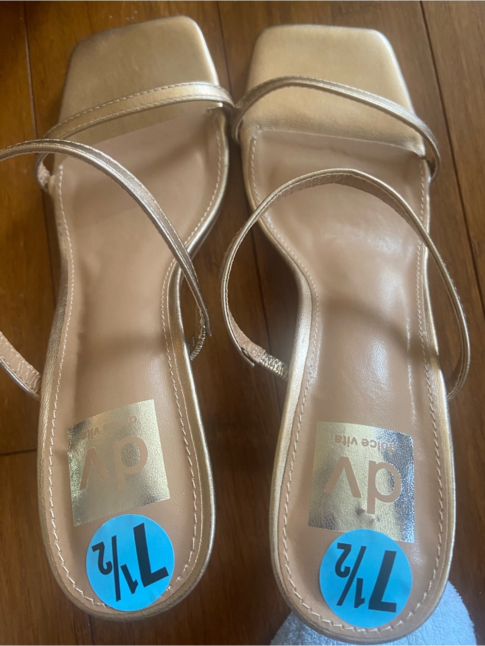 DV by Dolce Vita Metallic Gold Strappy Square-Toe Sandals